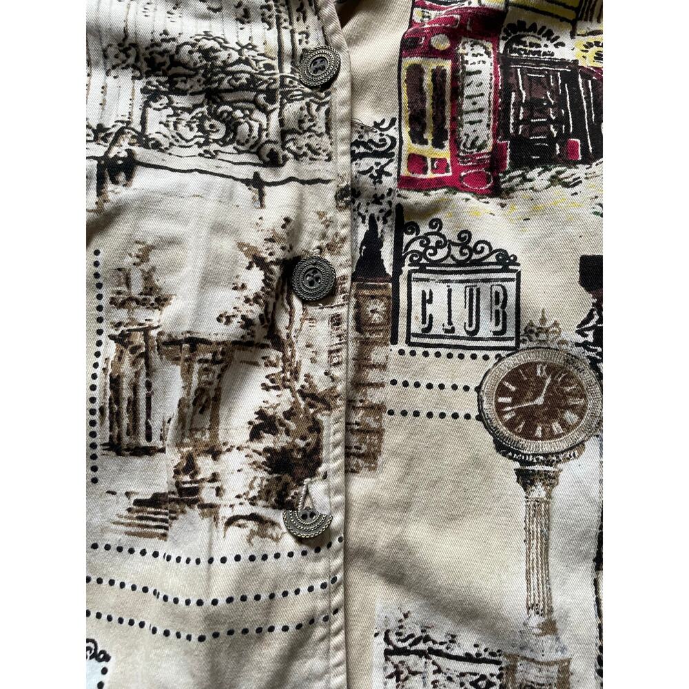 Vintage Units Postcard Novelty Artsy Jacket Large Cotton Graphic Patchwork - Picture 5 of 9